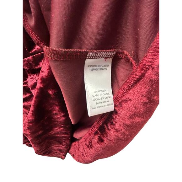 Standard Grace Crushed Velvet Hoodie XL Burgundy Floral Embroidered Zip‎ Jacket - Picture 4 of 7